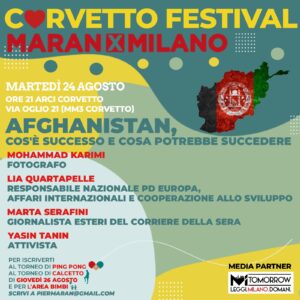 Corvetto Festival, locandina del 24 agosto Afghanistan