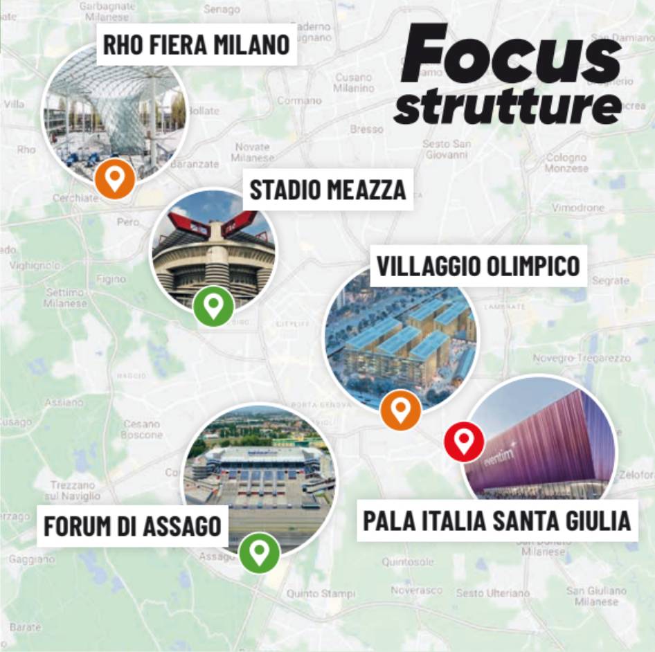 Milano-Cortina 2026, la mappa delle strutture